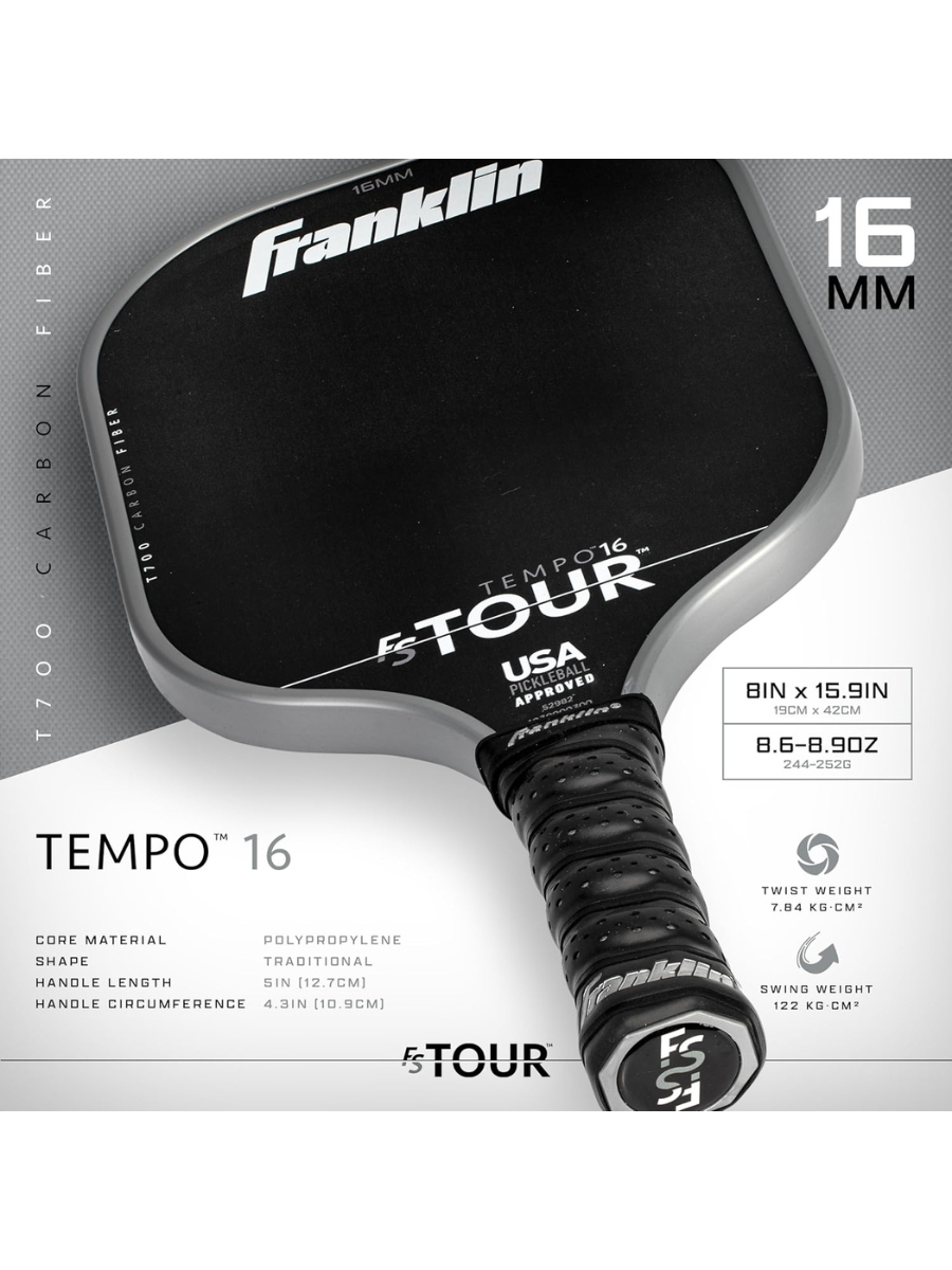 FRANKLIN FS Tour Tempo 16mm Pickleball Paddle