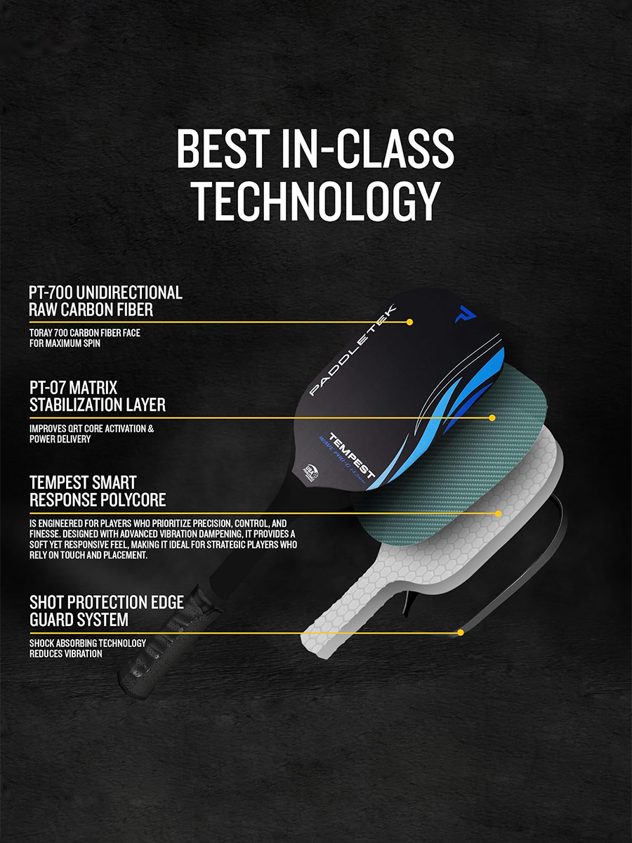 PADDLETEK Tempest Wave Pro-C 14.3mm Pickleball Paddle