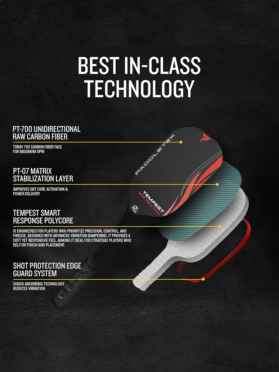 PADDLETEK Tempest Wave Pro-C 14.3mm Pickleball Paddle