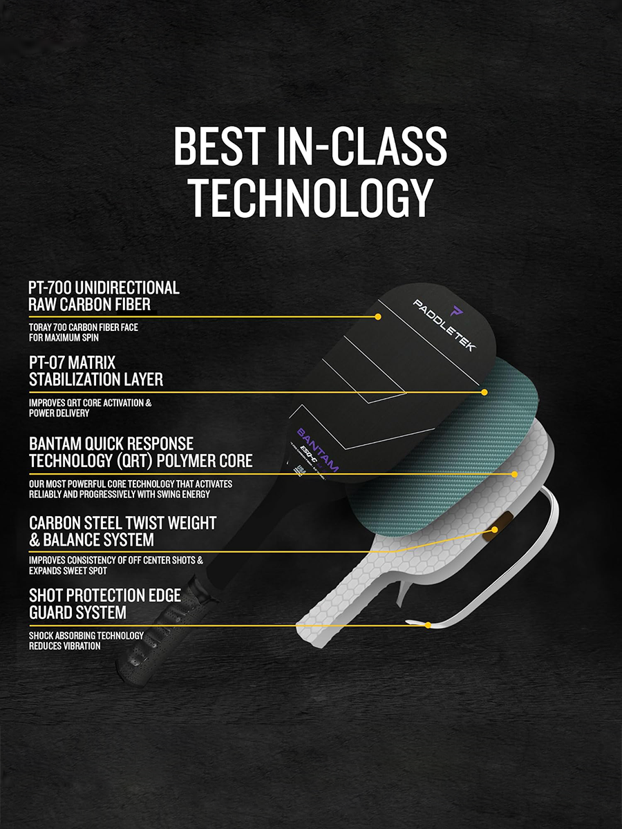 PADDLETEK Bantam ESQ-C 14.3mm Pickleball Paddle