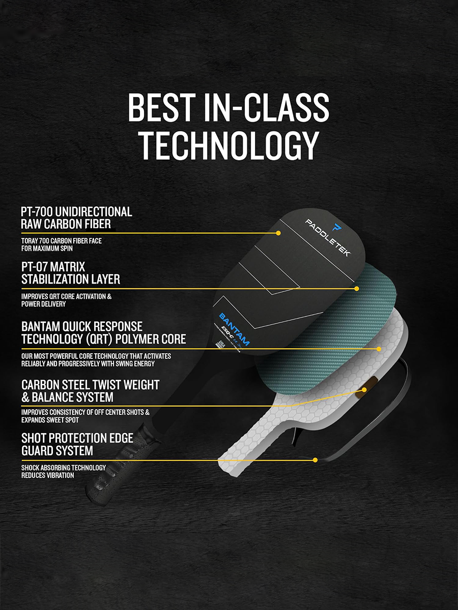 PADDLETEK Bantam ESQ-C 14.3mm Pickleball Paddle