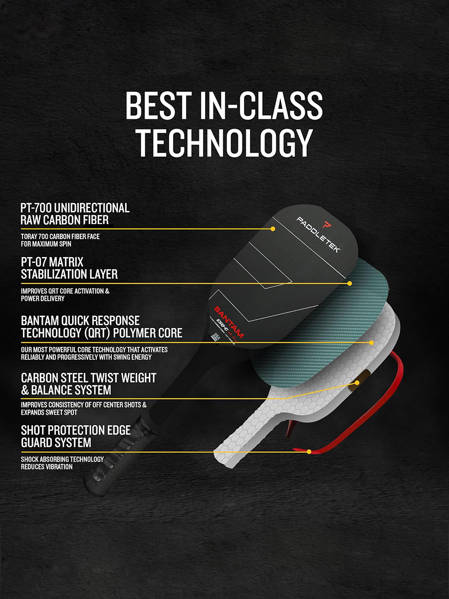 PADDLETEK Bantam ESQ-C 14.3mm Pickleball Paddle