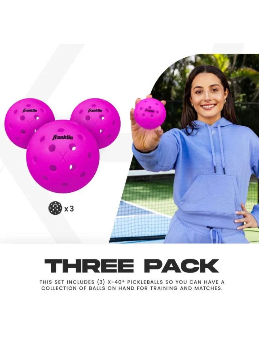 FRANKLIN X-40 Outdoor Pickleballs - 74mm (3 Packs)