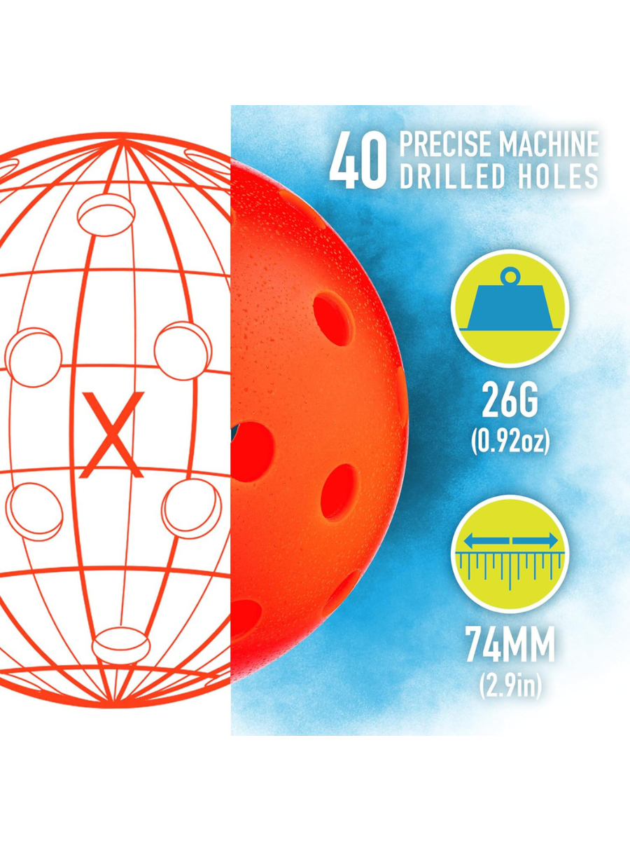 FRANKLIN X-40 Outdoor Pickleballs - 74mm (3 Packs)