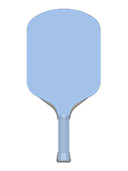 A light blue paddle-shaped item with a long handle, shown centered on a plain white background.